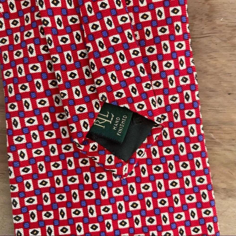 Lauren Ralph Lauren tie  mens red checked 100% silk tie